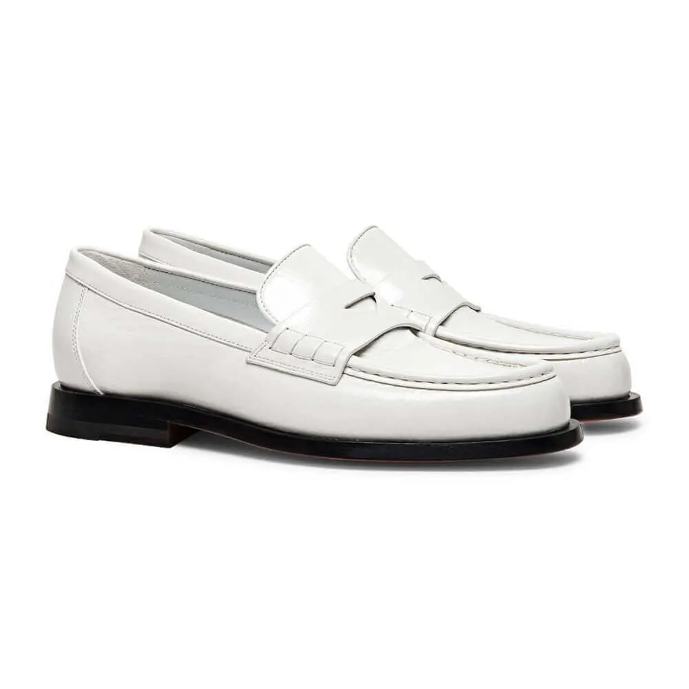 6 CM / 2.36 Inches - CMR CHAMARIPA Elevator Shoes For Women - Hidden Heel Shoes - White Leather Penny Loafers