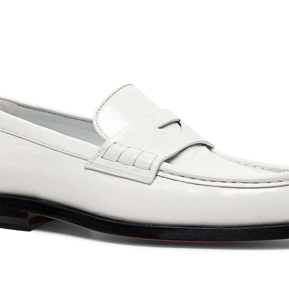 6 CM / 2.36 Inches - CMR CHAMARIPA Elevator Shoes For Women - Hidden Heel Shoes - White Leather Penny Loafers