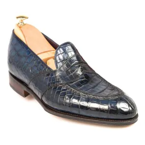 6 CM/2.36 Inches CMR CHAMARIPA Men's Handcrafted Navy Alligator Leather Penny Loafers