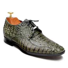 7 CM/2.76 Inches CMR CHAMARIPA Men's Green Exotic Crocodile Leather Derby Shoes – Handcrafted