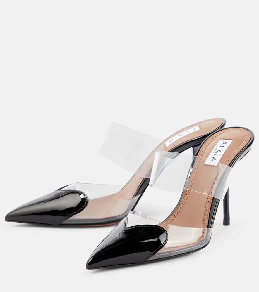 Alaia C√Ö¬ìur patent leather and PU mules