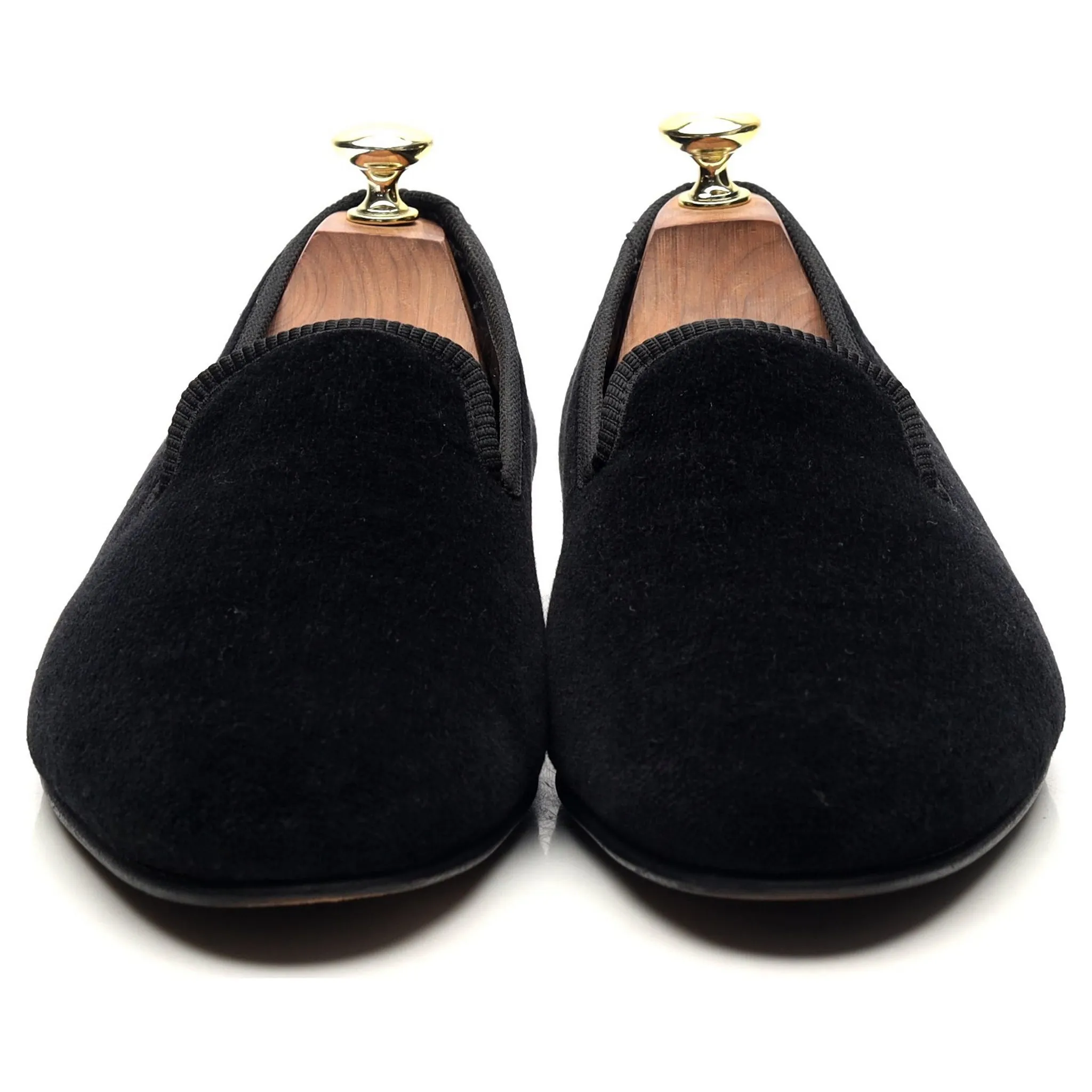 'Albert' Black Velvet Slippers UK 9