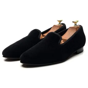 'Albert' Black Velvet Slippers UK 9