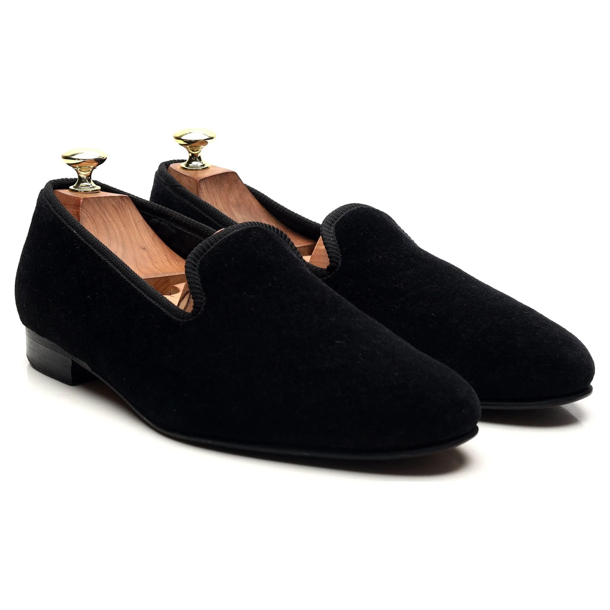 'Albert' Black Velvet Slippers UK 9