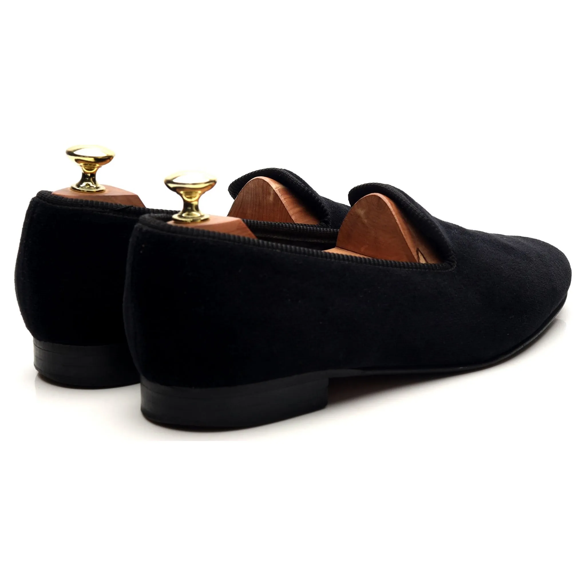 'Albert' Black Velvet Slippers UK 9