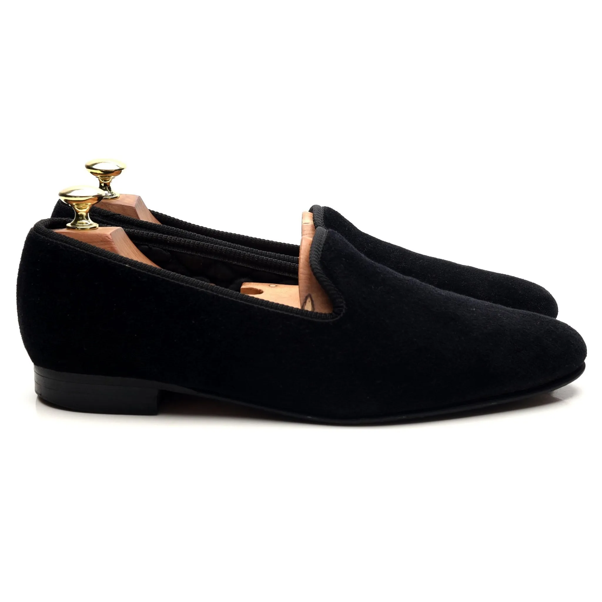 'Albert' Black Velvet Slippers UK 9