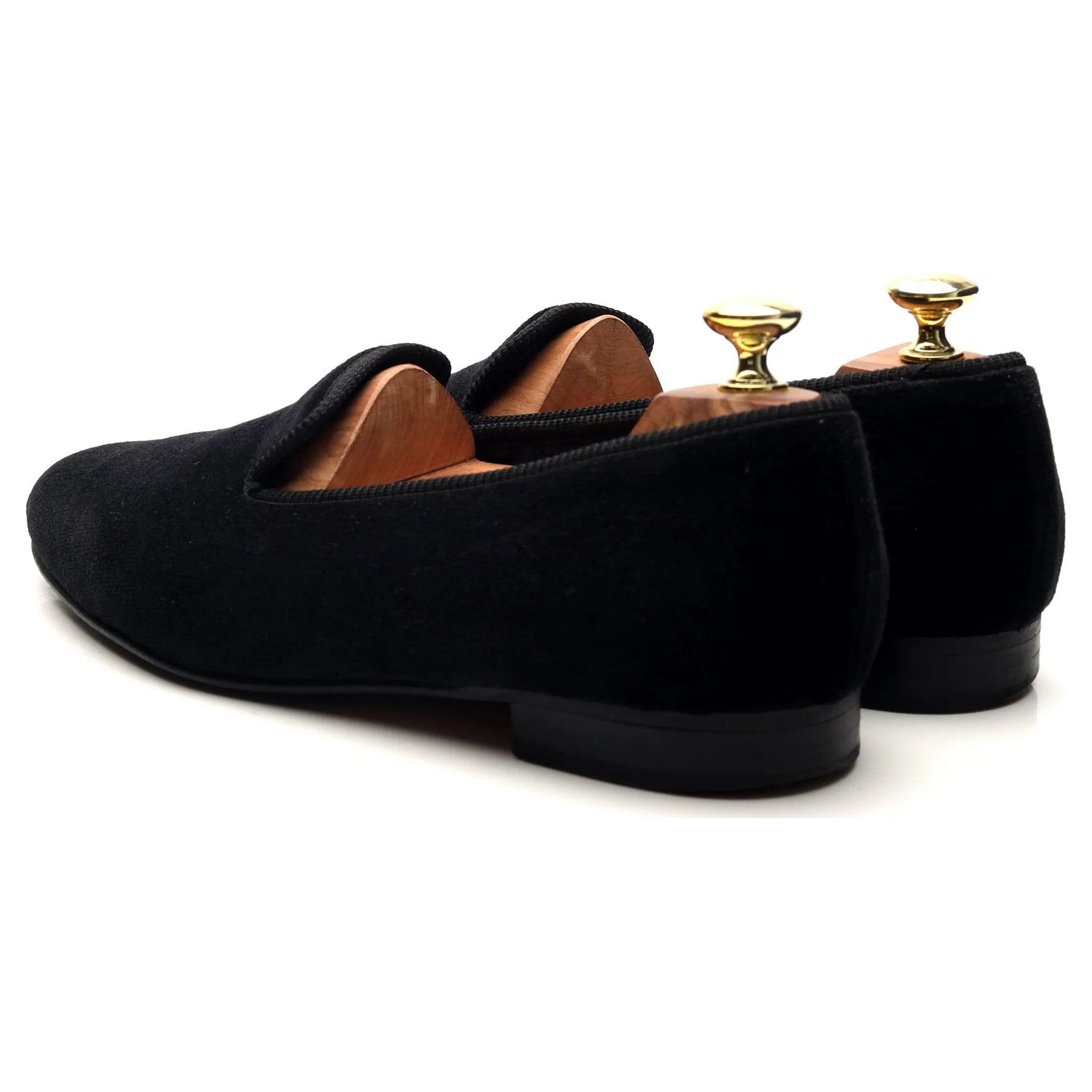 'Albert' Black Velvet Slippers UK 9