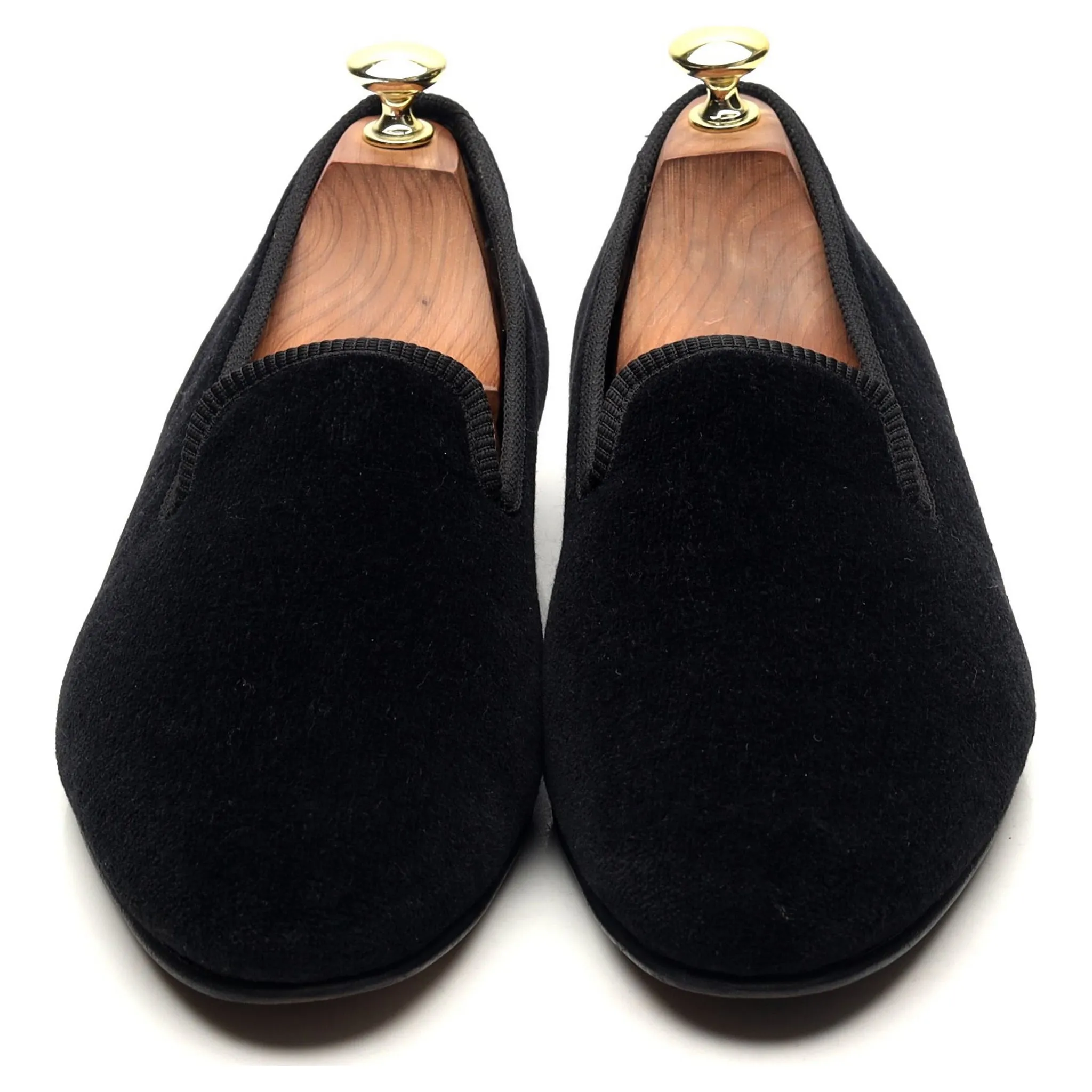 'Albert' Black Velvet Slippers UK 9