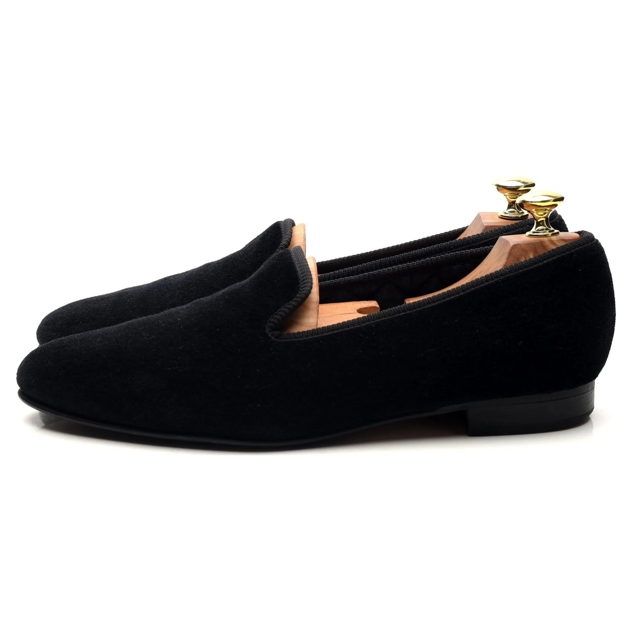 'Albert' Black Velvet Slippers UK 9