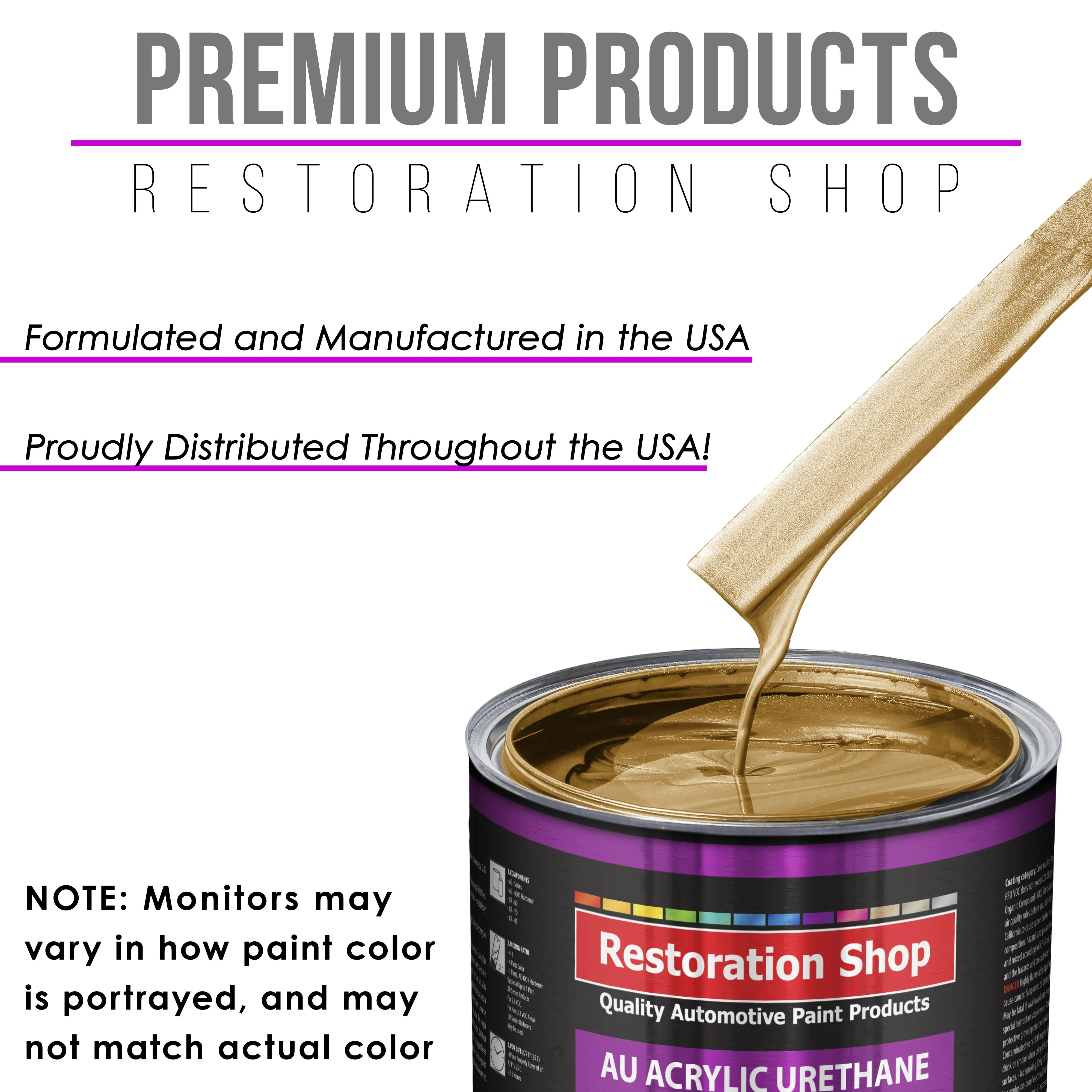 Autumn Gold Metallic Acrylic Urethane Auto Paint - Complete Quart Paint Kit - Professional Single Stage Automotive Car Coating, 4:1 Mix Ratio 2.8 VOC