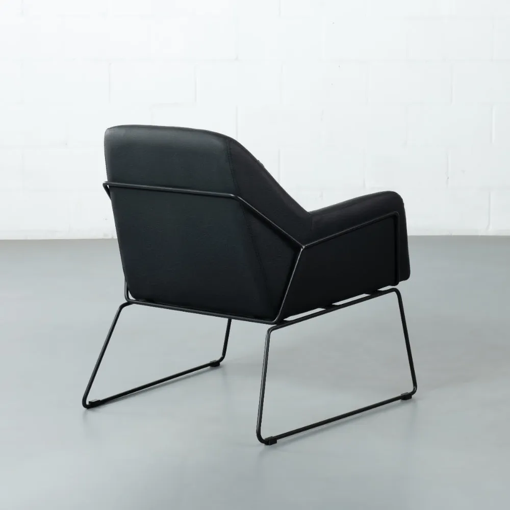 BROOK - Black Leather Lounge Chair