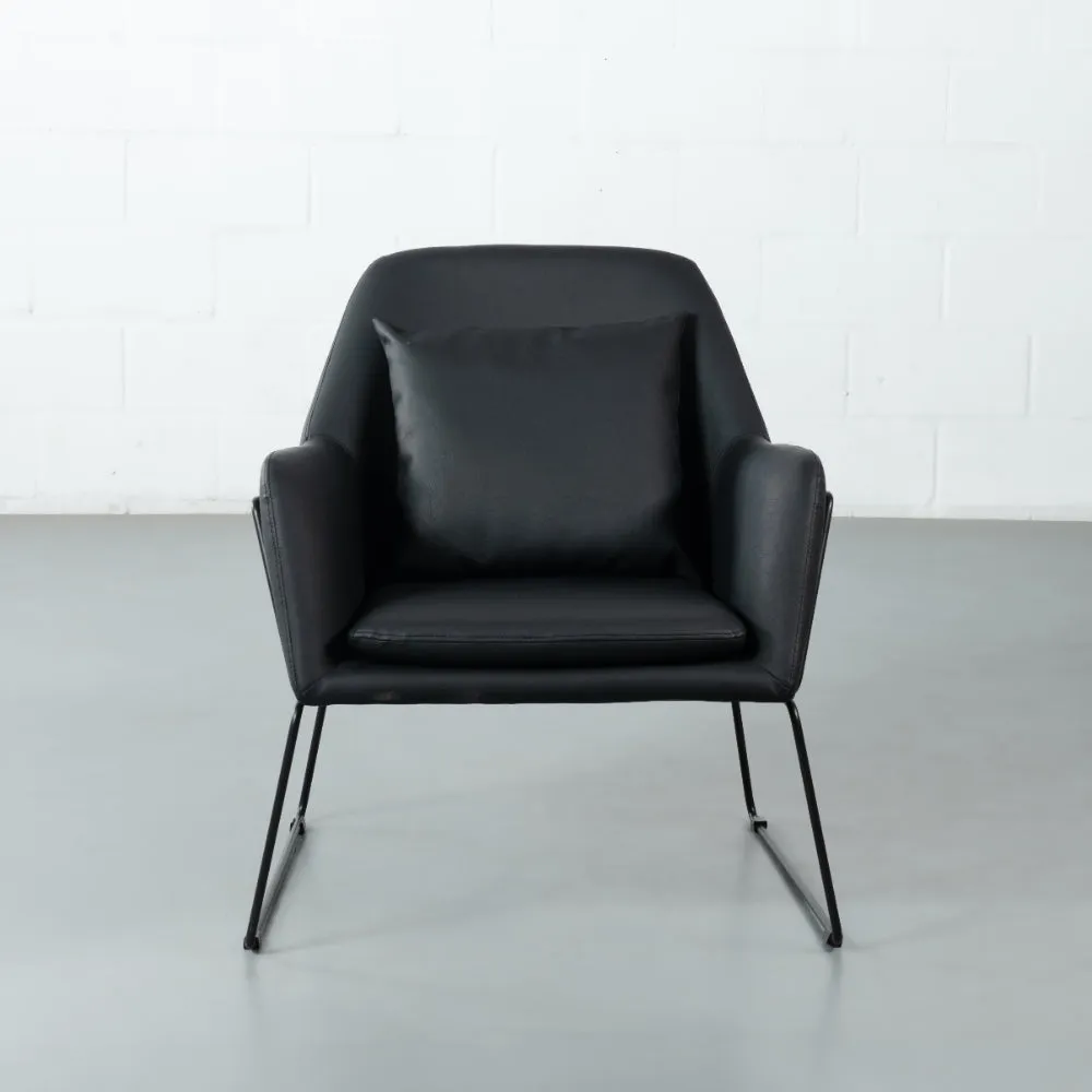 BROOK - Black Leather Lounge Chair