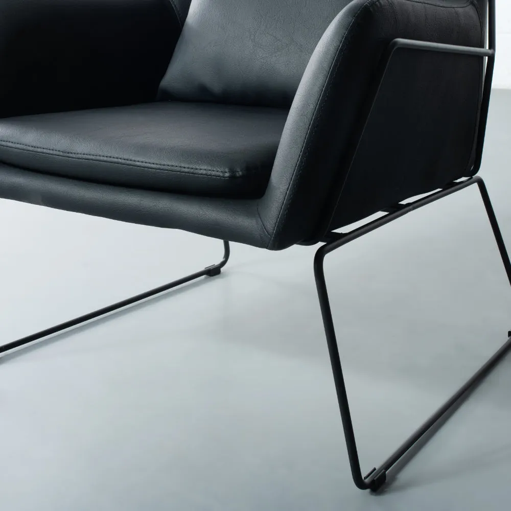 BROOK - Black Leather Lounge Chair