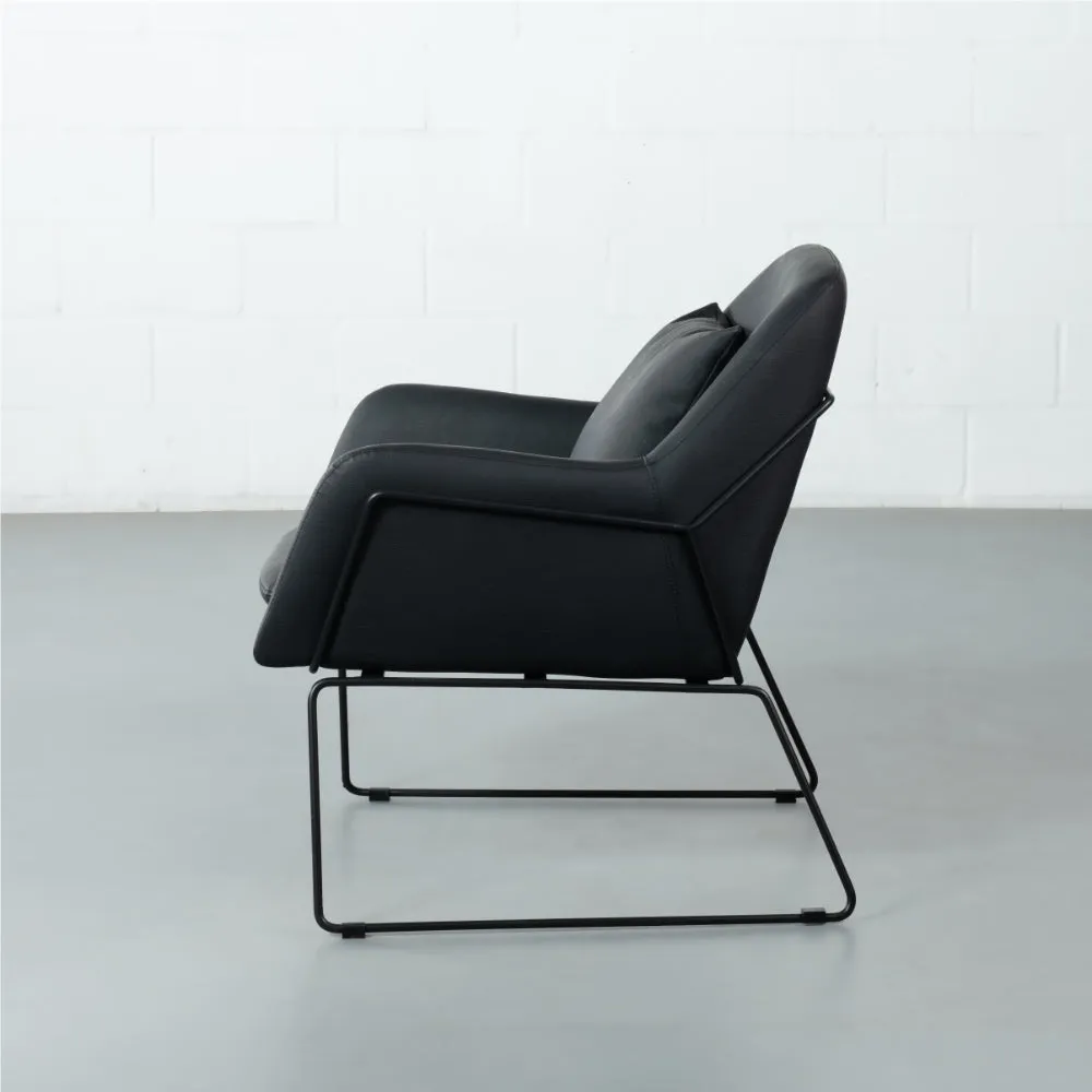BROOK - Black Leather Lounge Chair