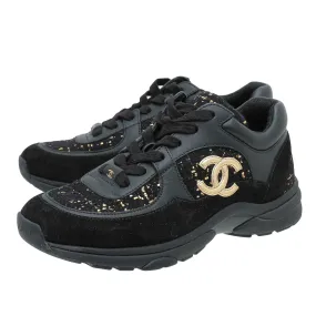 Chanel Bicolor CC Suede Tweed Sneakers 37