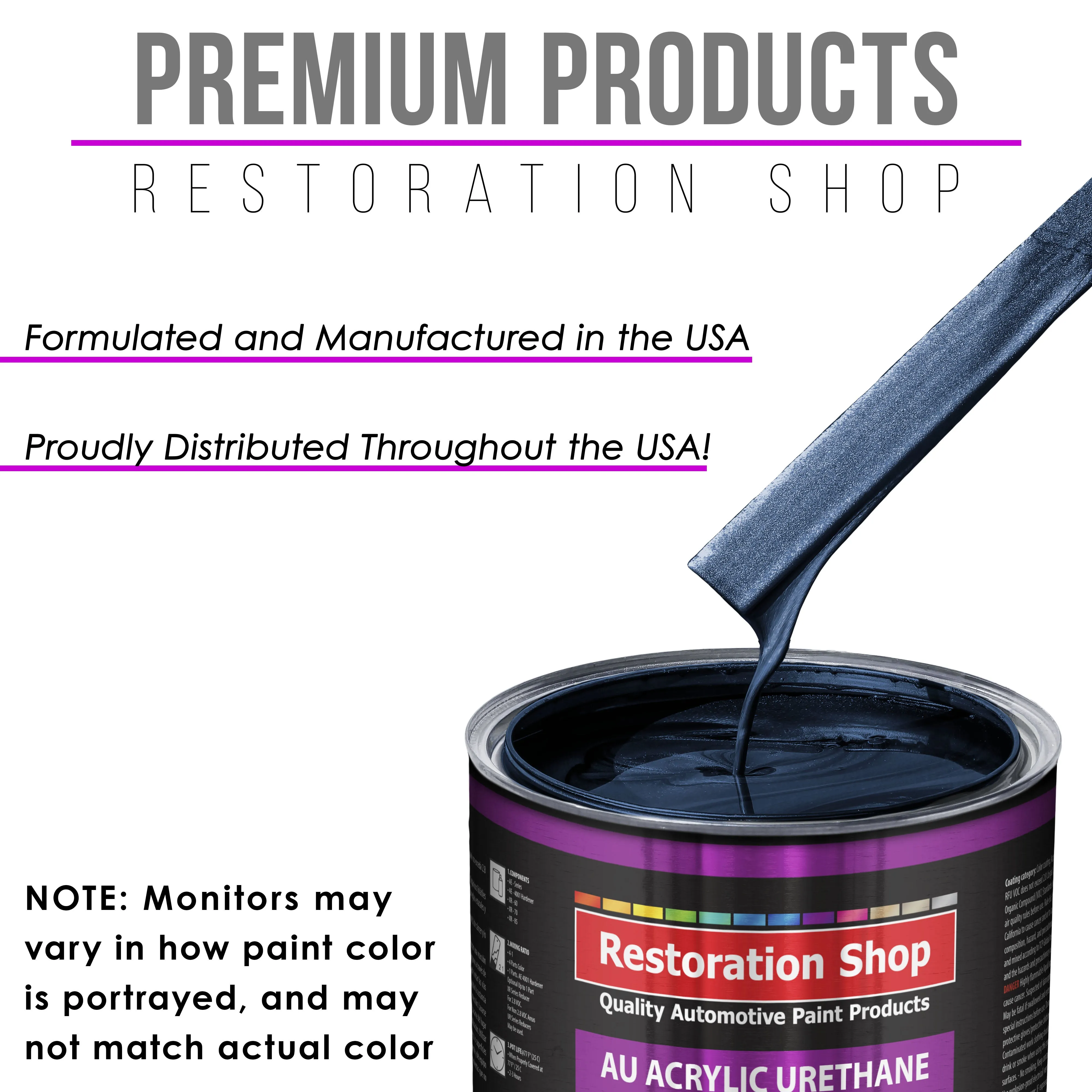 Dark Midnight Blue Pearl Acrylic Urethane Auto Paint - Complete Gallon Paint Kit - Pro Single Stage Automotive Car Truck Coating 4:1 Mix Ratio 2.8 VOC