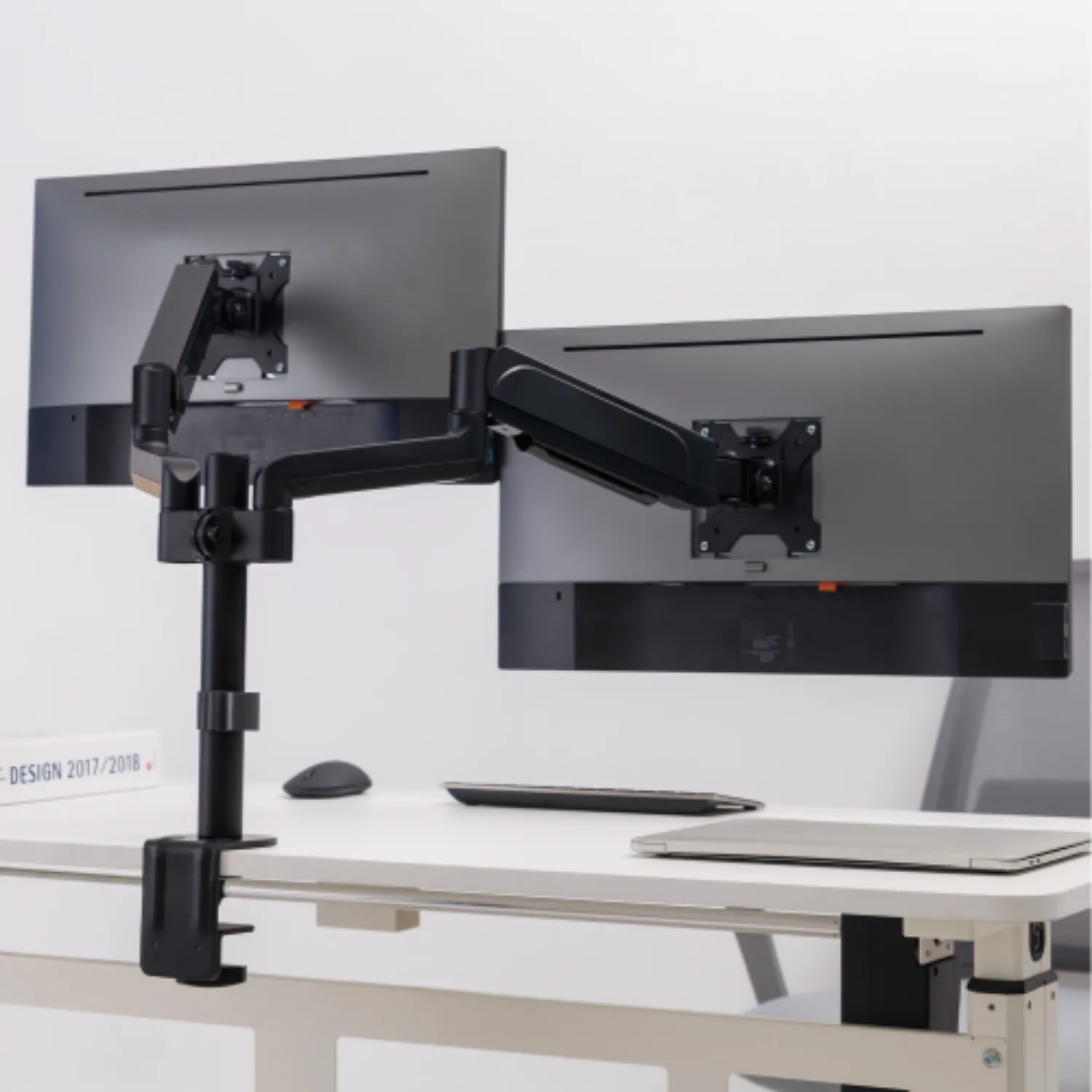 Deluxe Gas Spring Dual Monitor Stand, Heavy Duty Mount Arms for Two 17''-32'' LED-LCD Computer Monitors