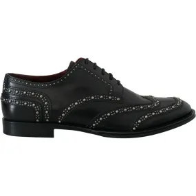 Dolce & Gabbana Elegant Studded Black Derby Shoes