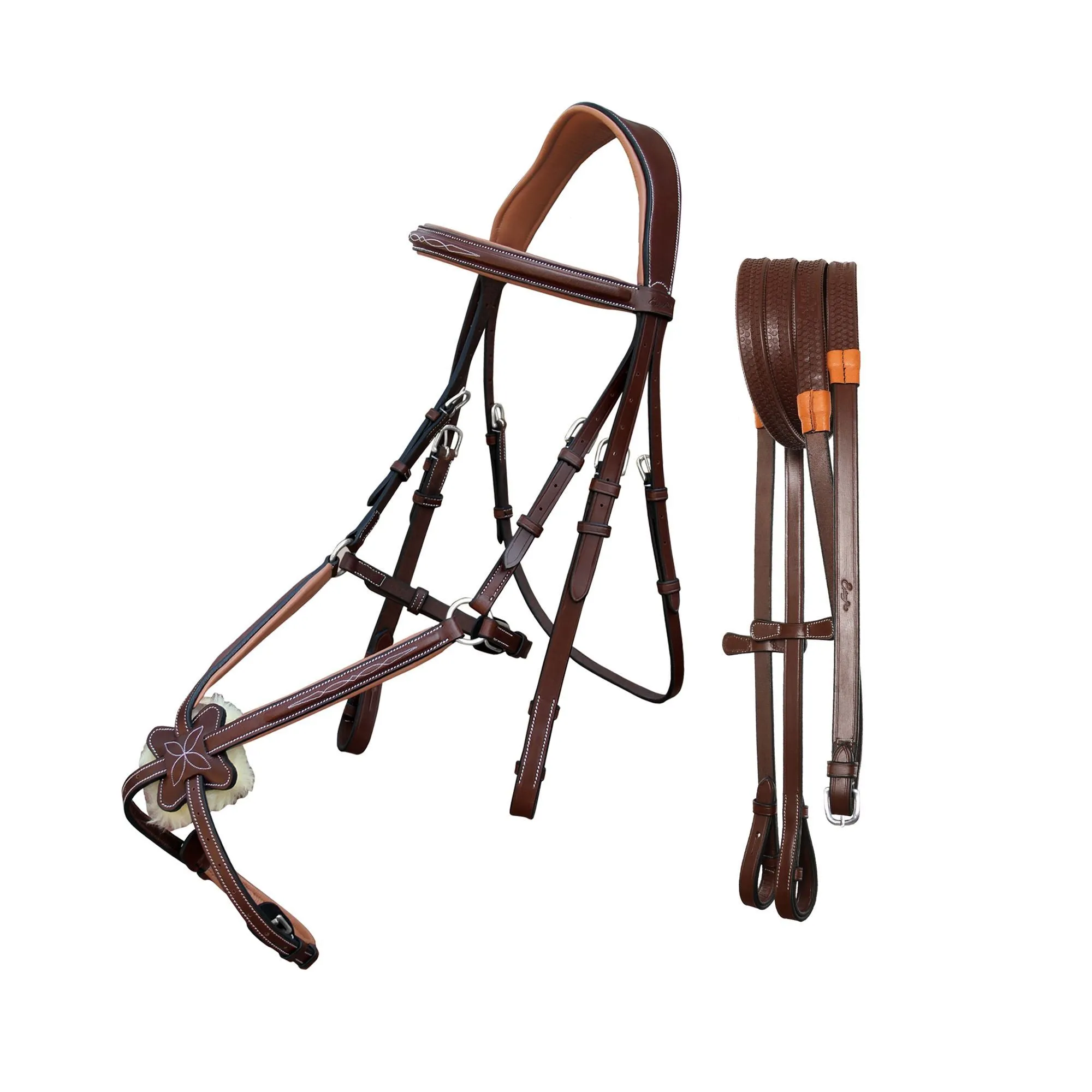 ExionPro Padded Ear Free Monocrown Crown Piece Figure 8 Bridle & Reins