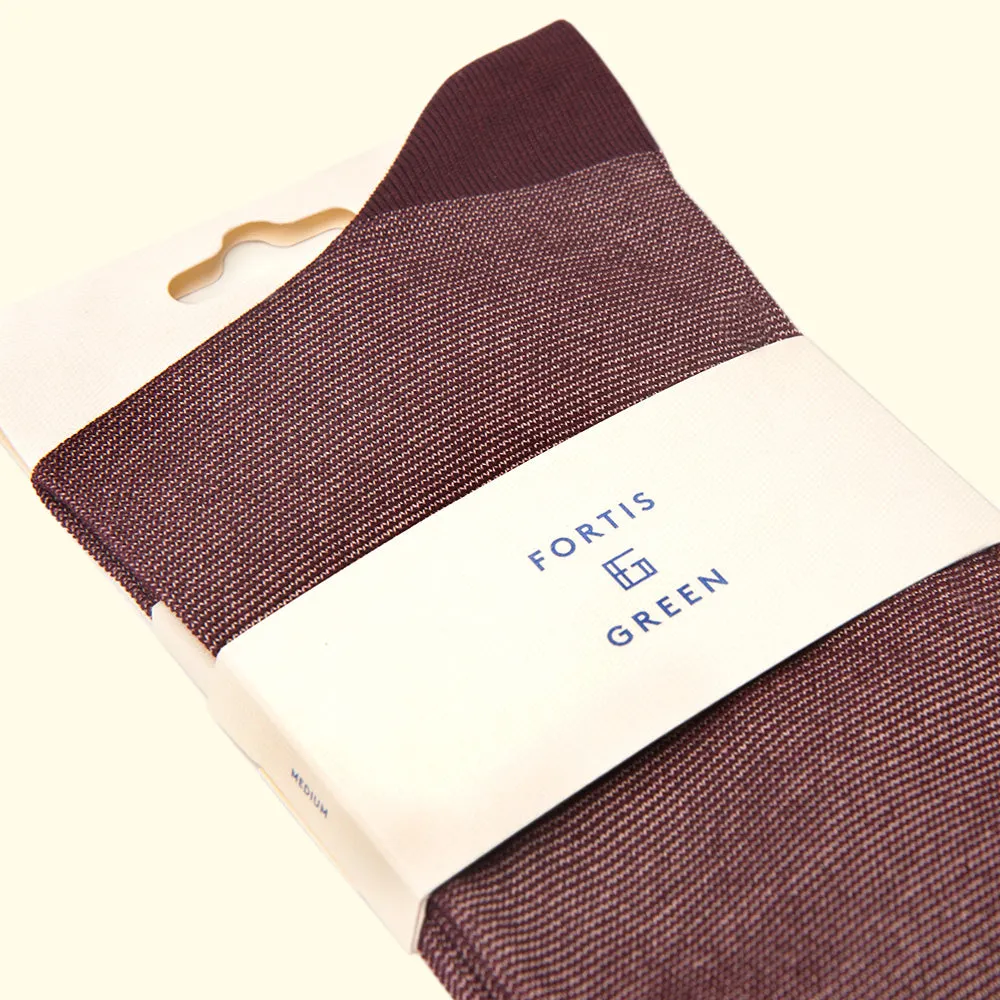 Fine Stripe Pattern Sock in Burgundy