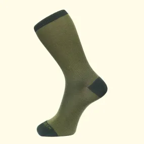 Fine Stripe Pattern Sock in Green