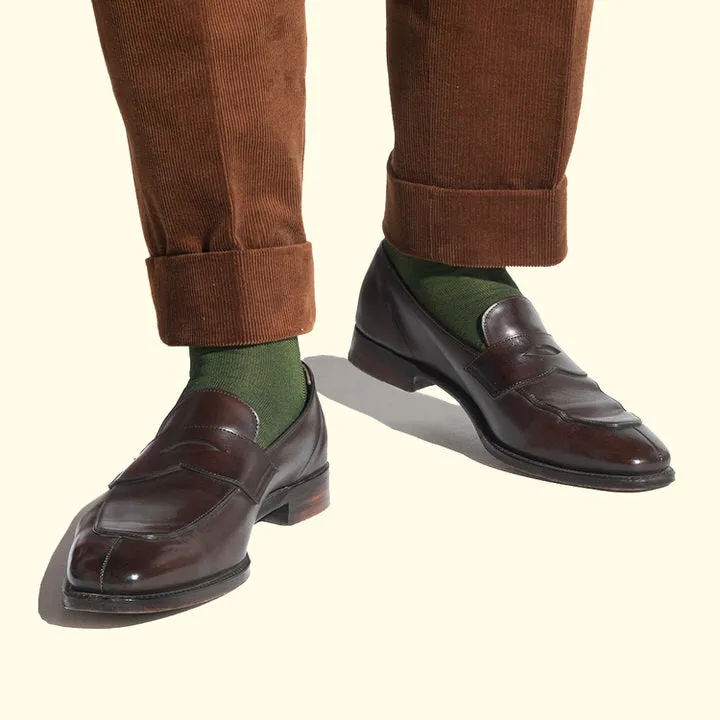 Fine Stripe Pattern Sock in Green