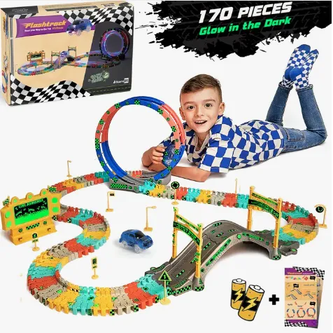 Flashtrack Glow in the Dark Racing & Building Track Set