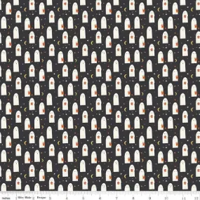 GLOW IN THE DARK: Sheet Ghosts - Charcoal $12.99/ Yard