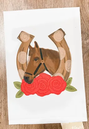 Horse Shoe Head Tea Towel