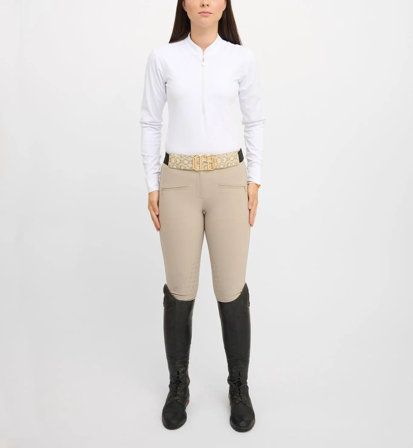 Icon Equestrian Belt - Python Printed Cork with Centered Black Metallic Stripe - TIG