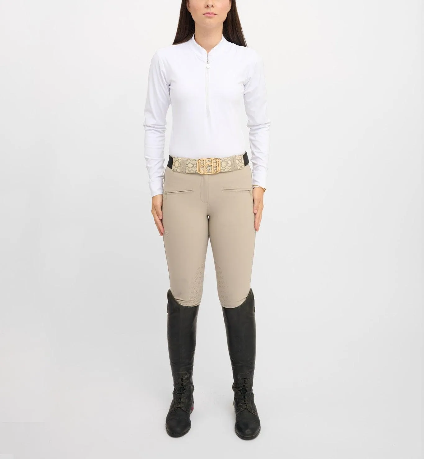 Icon Equestrian Belt - Python Printed Cork with Centered Black Metallic Stripe - TIG