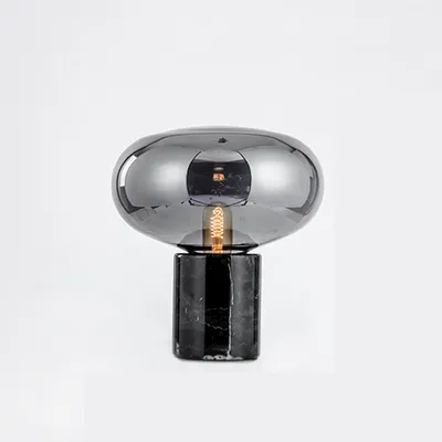 Joelle Oval Glass and Marble Table Lamp