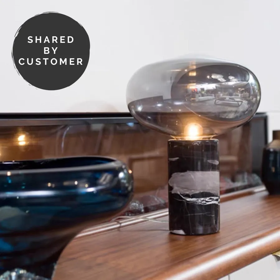 Joelle Oval Glass and Marble Table Lamp