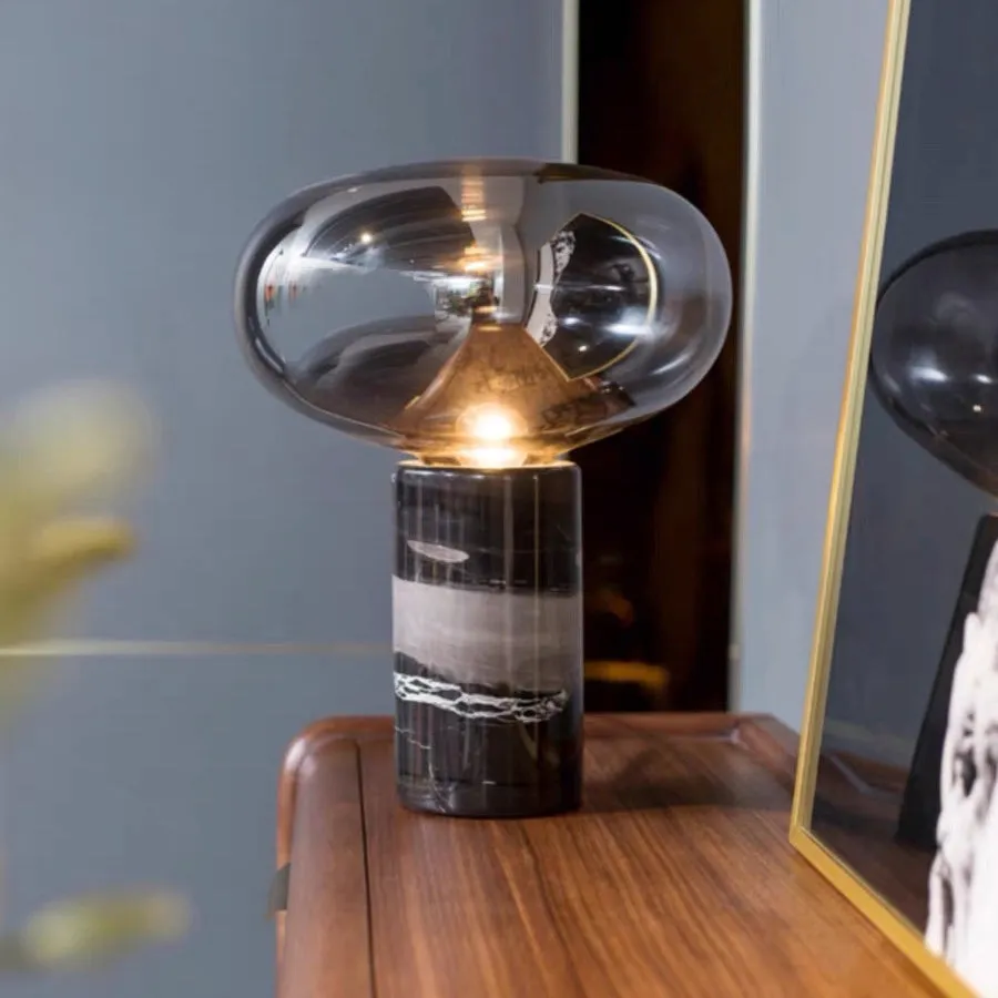 Joelle Oval Glass and Marble Table Lamp
