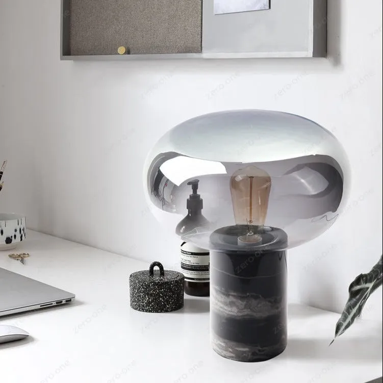 Joelle Oval Glass and Marble Table Lamp