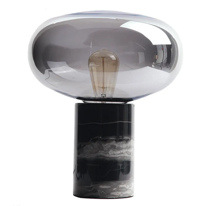 Joelle Oval Glass and Marble Table Lamp