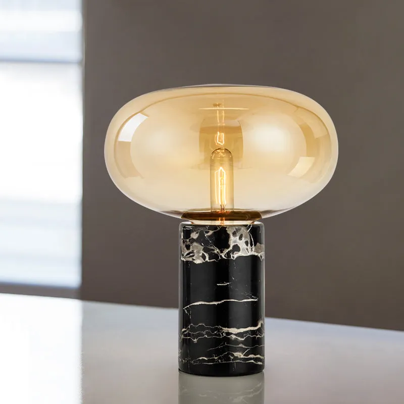 Joelle Oval Glass and Marble Table Lamp