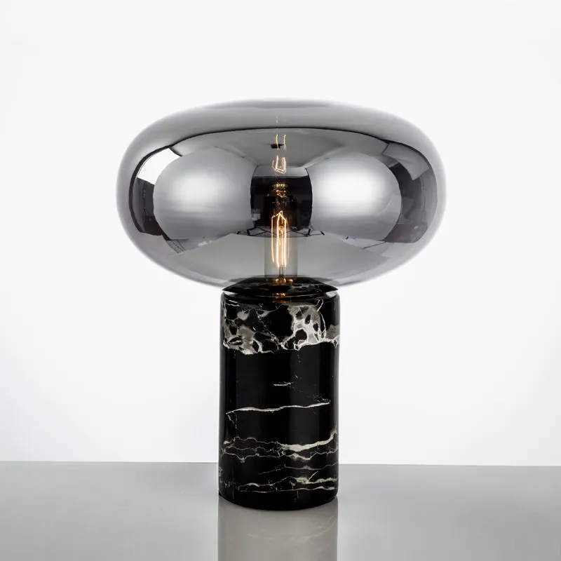 Joelle Oval Glass and Marble Table Lamp