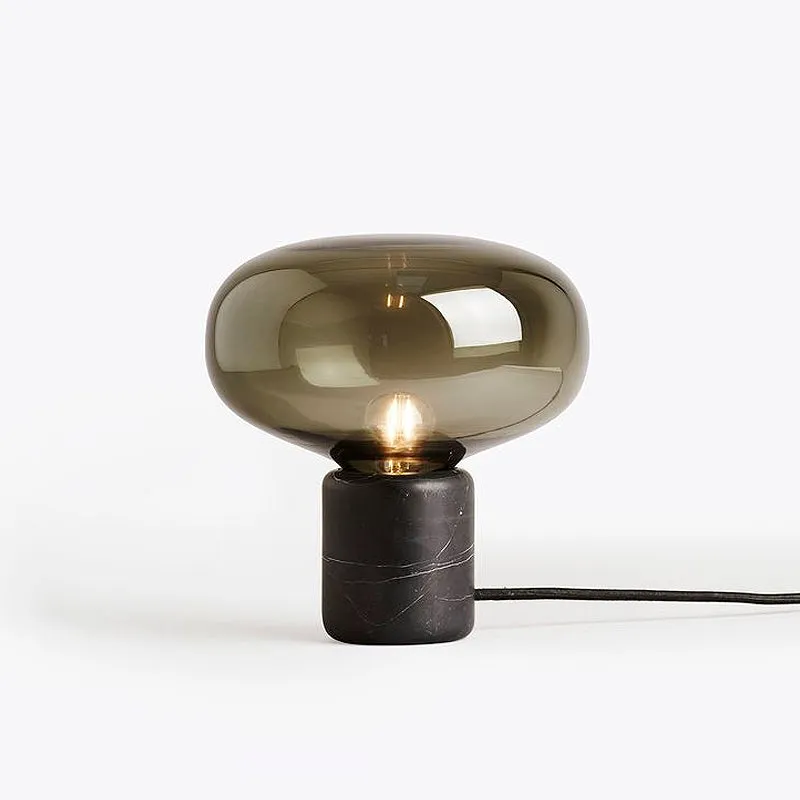 Joelle Oval Glass and Marble Table Lamp