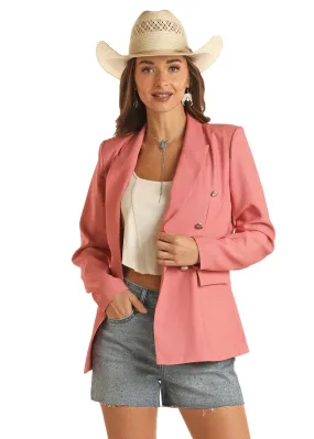 Ladies Solid Blazer by Rock & Roll ~ Rose