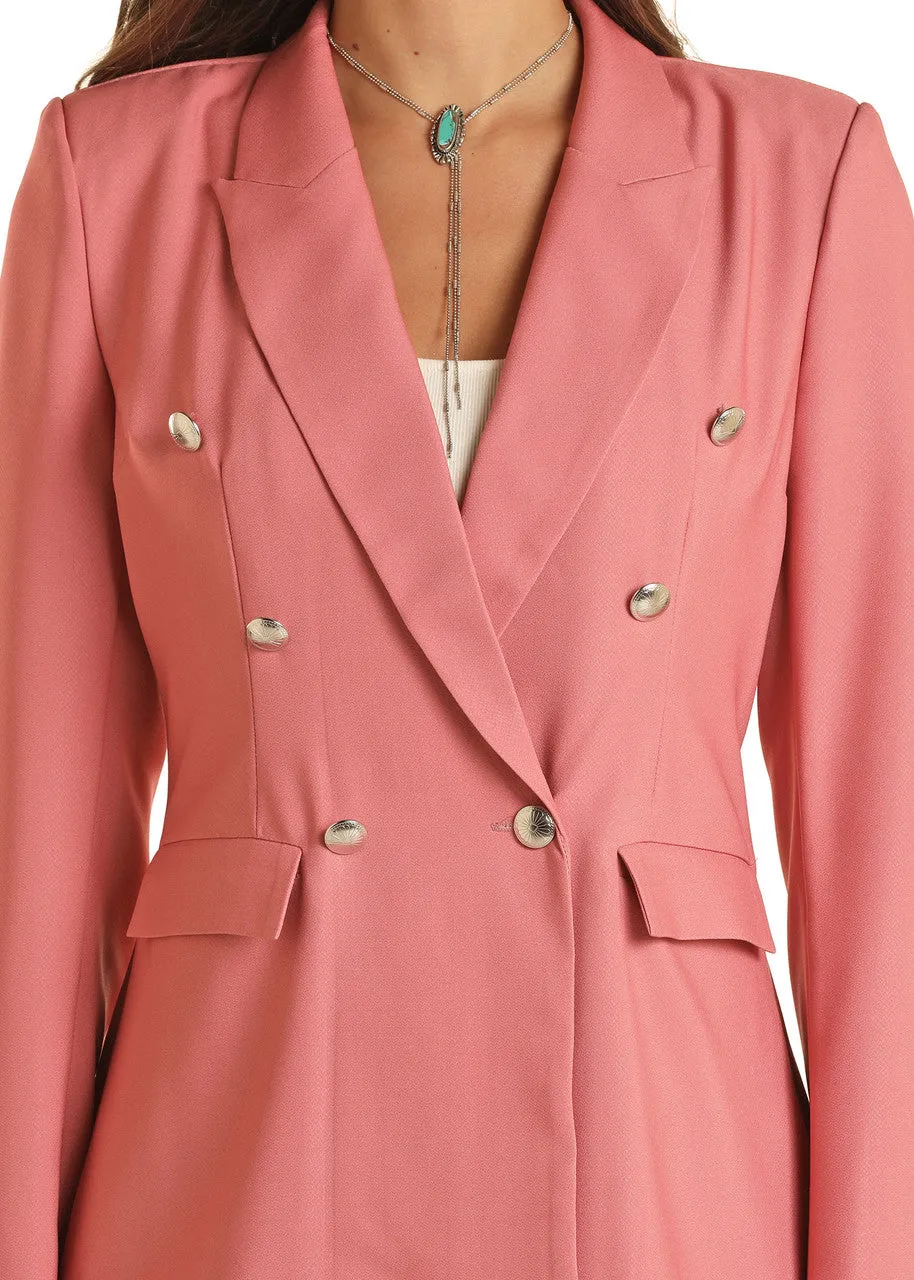 Ladies Solid Blazer by Rock & Roll ~ Rose