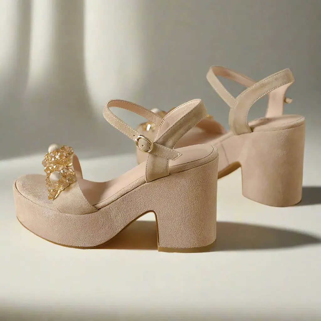 Sure! Heres an optimized title for the product:

Leena Stylish Nude Platform Sandals for Women - Trendy Height-Boosting Footwear for All Occasions
