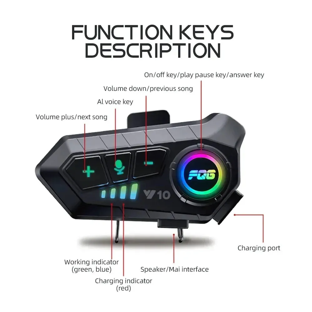Motorcycle Bluetooth Headset - Waterproof & Long Battery Life
