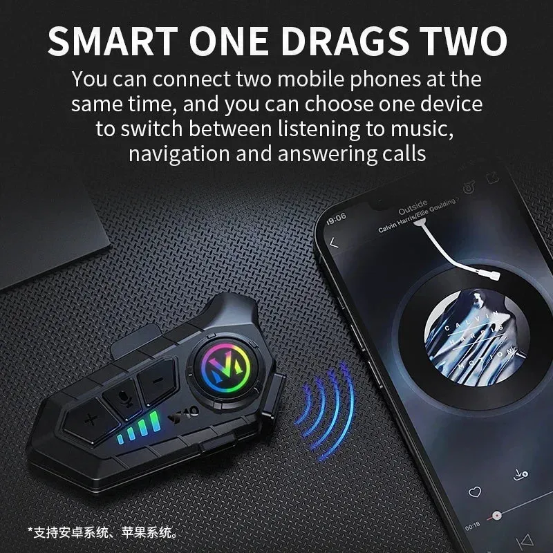 Motorcycle Bluetooth Headset - Waterproof & Long Battery Life