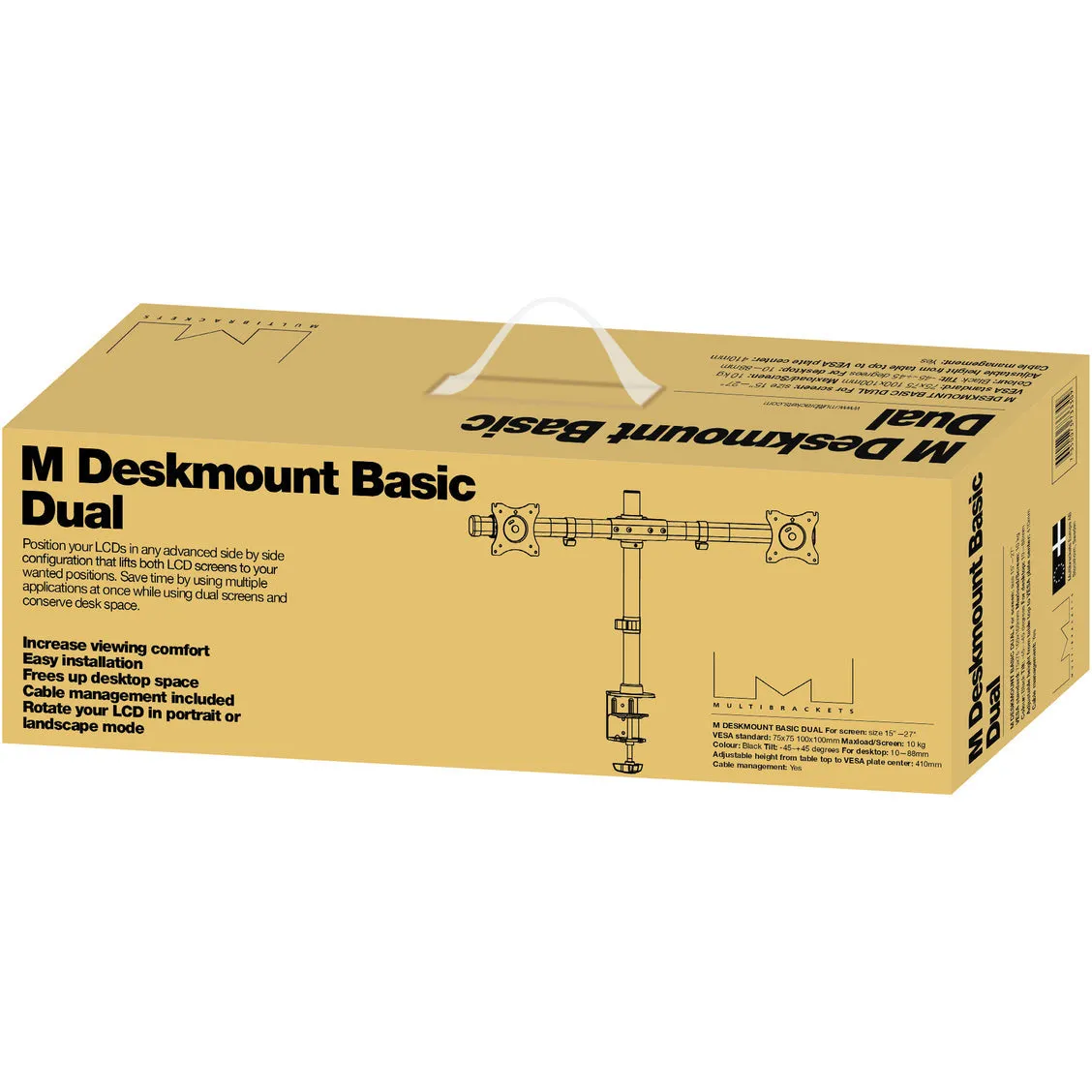 Multibrackets M Deskmount Basic Dual Mounting Kit for LCD Display - Black | 7350073733309