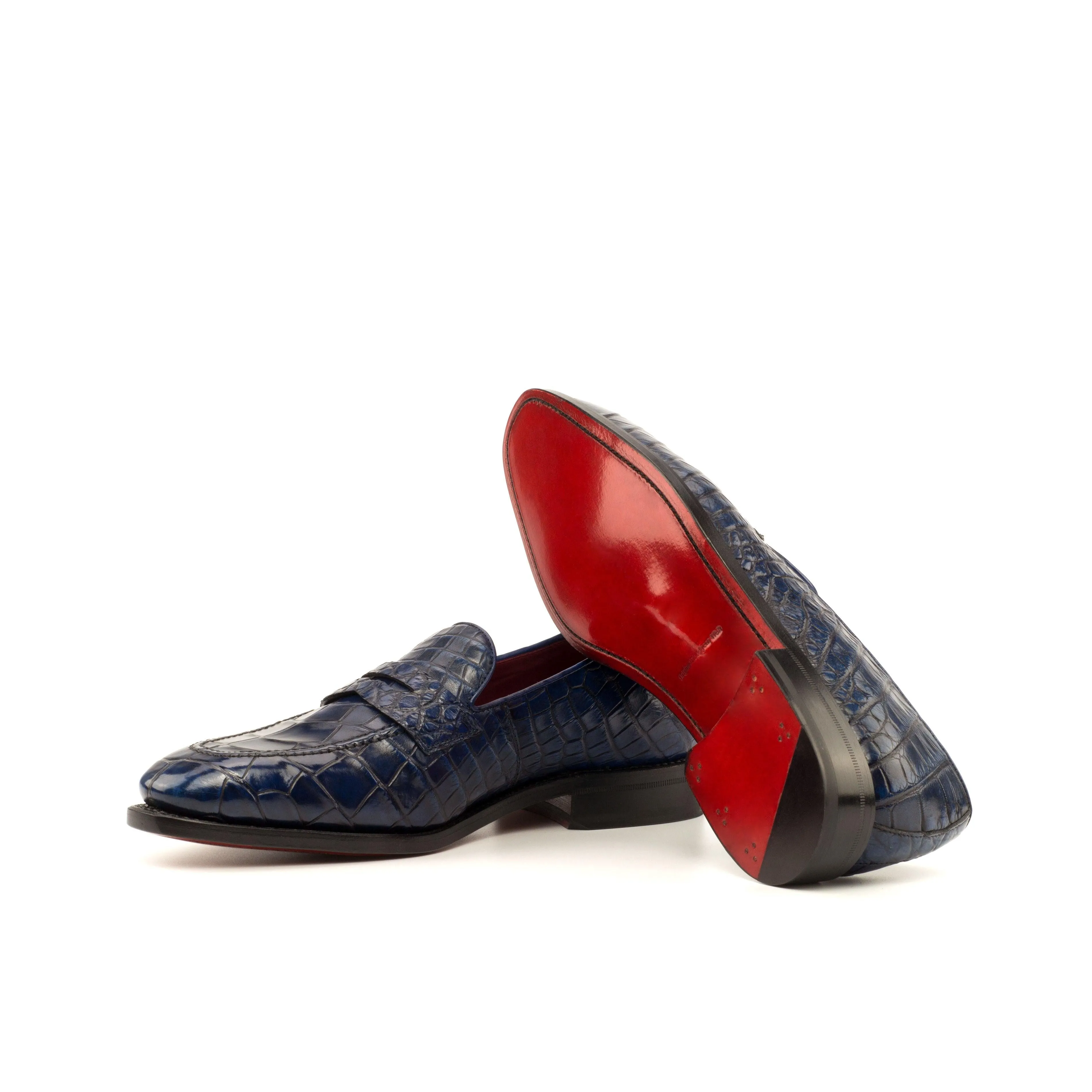 Navy Alligator Penny Loafer