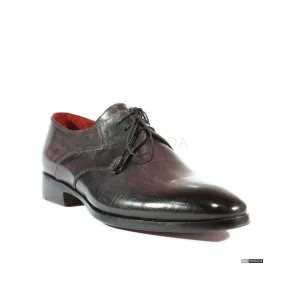 Paul Parkman Handmade Designer Shoes Handmade Men's Designer Shoes Derby Hand-Painted Anthracite Black Oxfords (PM1026)