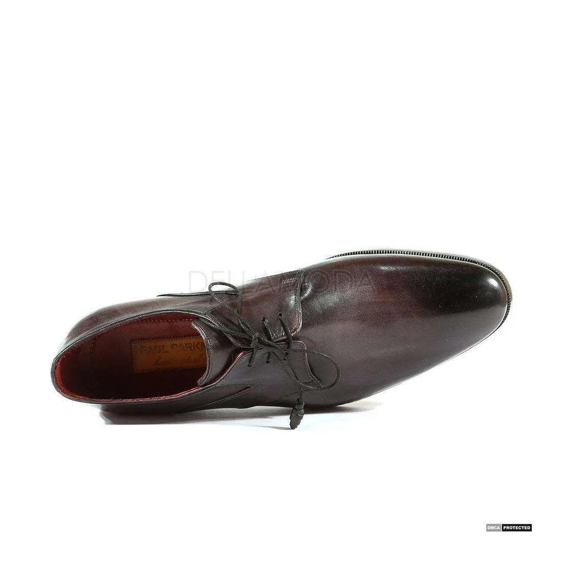 Paul Parkman Handmade Designer Shoes Handmade Men's Designer Shoes Derby Hand-Painted Anthracite Black Oxfords (PM1026)