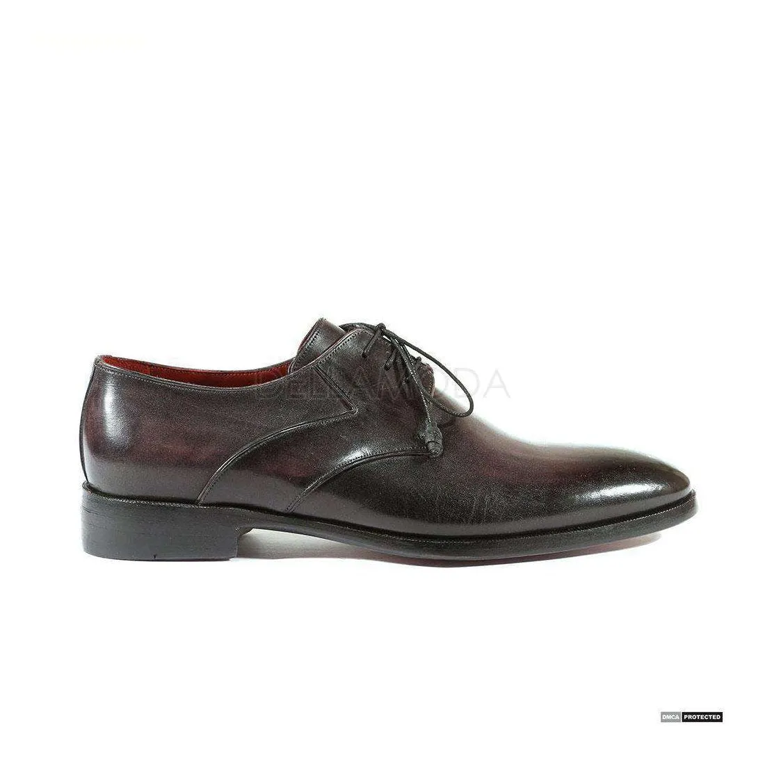 Paul Parkman Handmade Designer Shoes Handmade Men's Designer Shoes Derby Hand-Painted Anthracite Black Oxfords (PM1026)