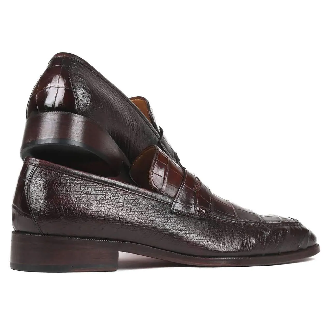 Paul Parkman Men's Brown Crocodile & Ostrich Penny Loafers 19CR11-BRW (PM6106)